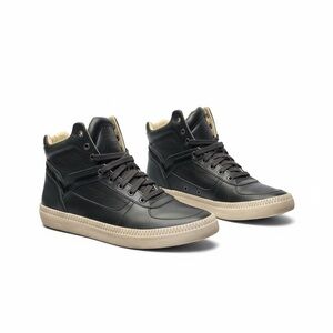 Diesel  Mens Black Leather High Top Sneakers Streetwear Shoes Size 11